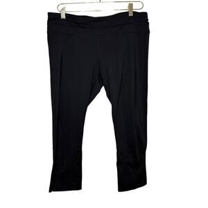 Lululemon Cropped Leggings Stretch Breathable Mesh Black‎ Women 12